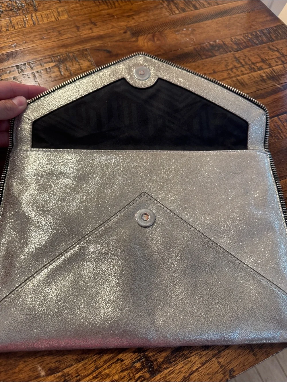 Rebecca Minkoff Metallic Envelope Clutch - Silver Sparkle